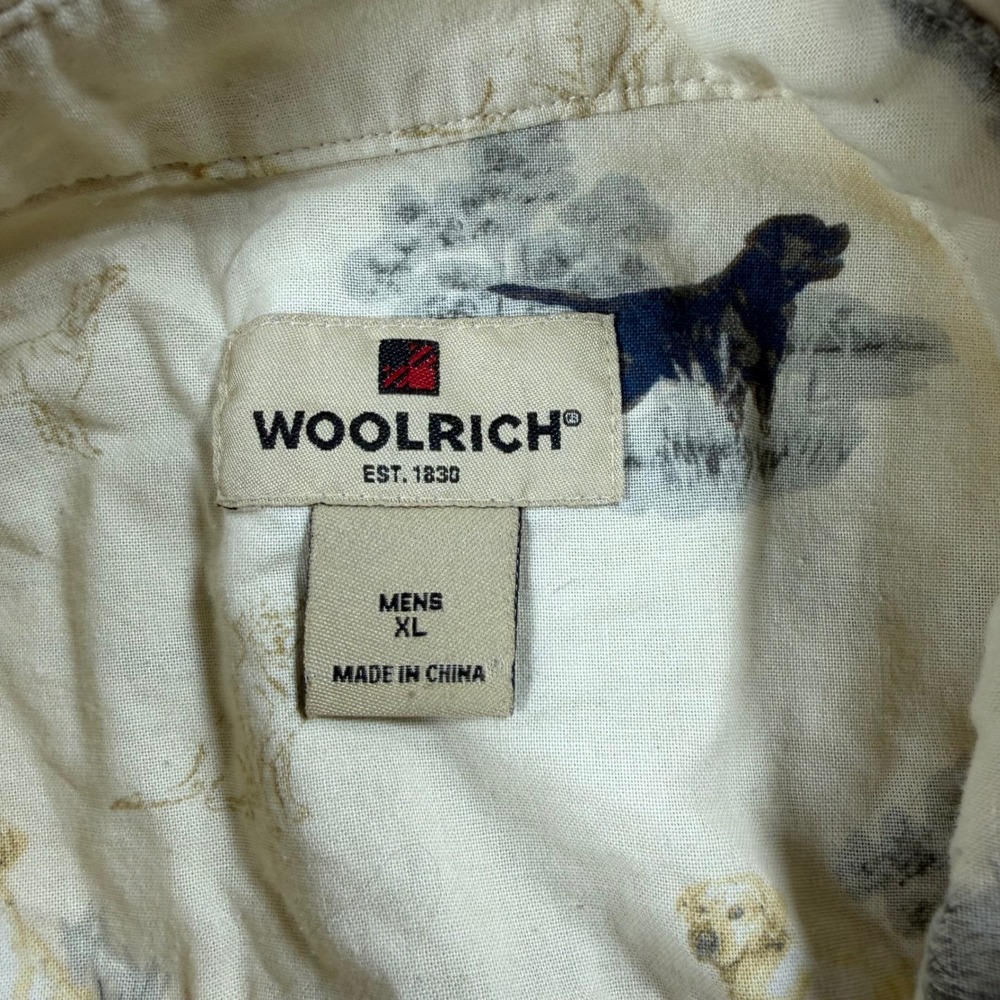 Woolrich Mens XL Moccasin Dogs Print Shirt Cotton Short Sleeve Button Down 6169 - Picture 5 of 8